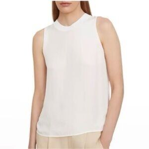 Vince White Ribbed Trim Crew Neck Sleeveless Top size small
